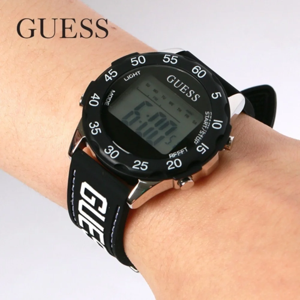 New GUESS Black/Silver/White Sporty UNISEX Watch